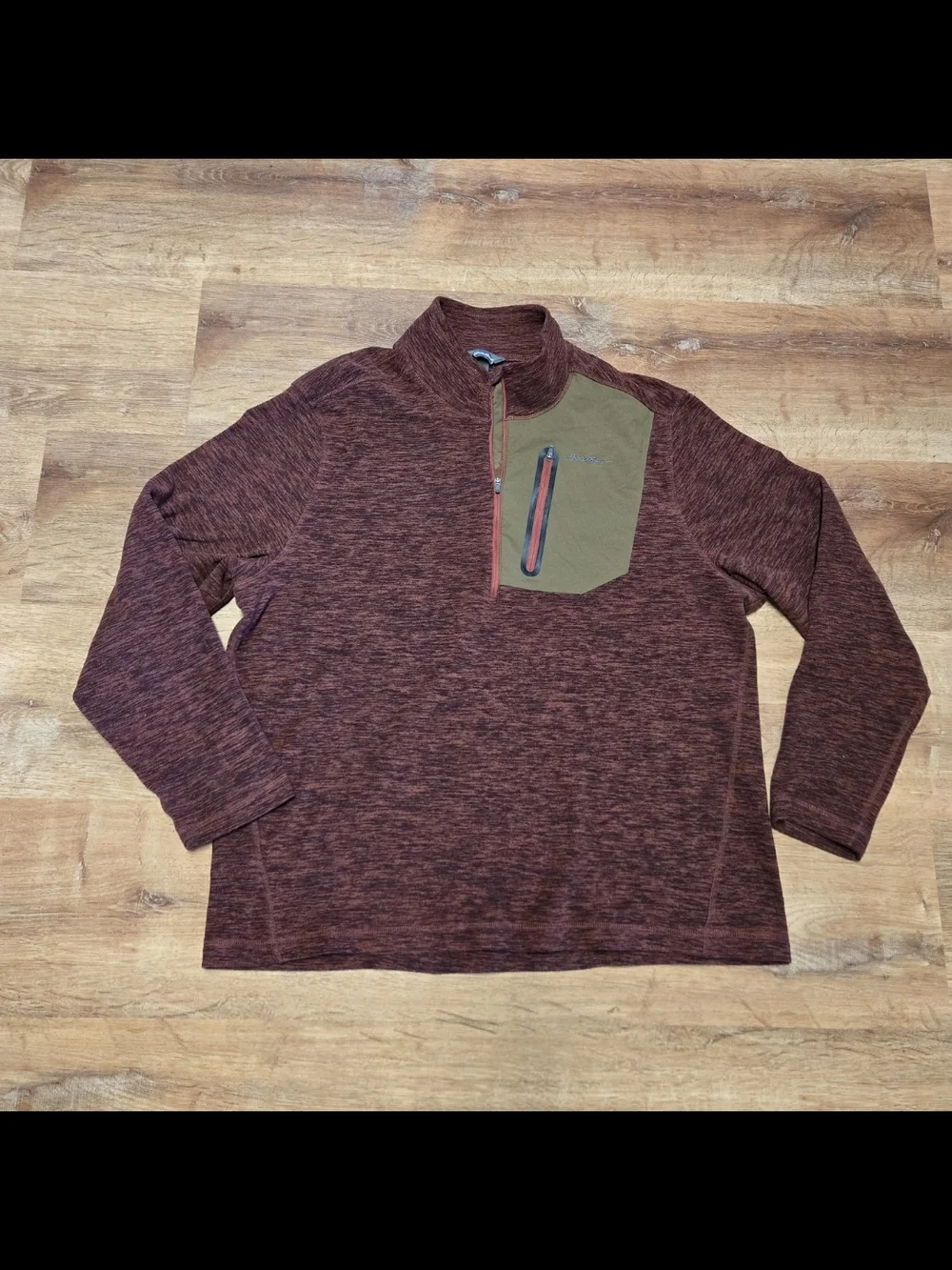 Men's Eddie Bauer Quarter-Zip Pullover Sweatshirt  Maroon Olive Chest Pocket XL